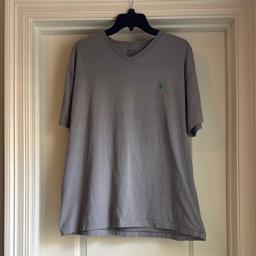 Polo by Ralph Lauren Gray V-Neck Tee with Green Logo